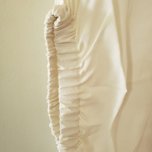 ZARA Ruched Sleeve Blouse White Viscose Size Medium - Picture 8 of 11